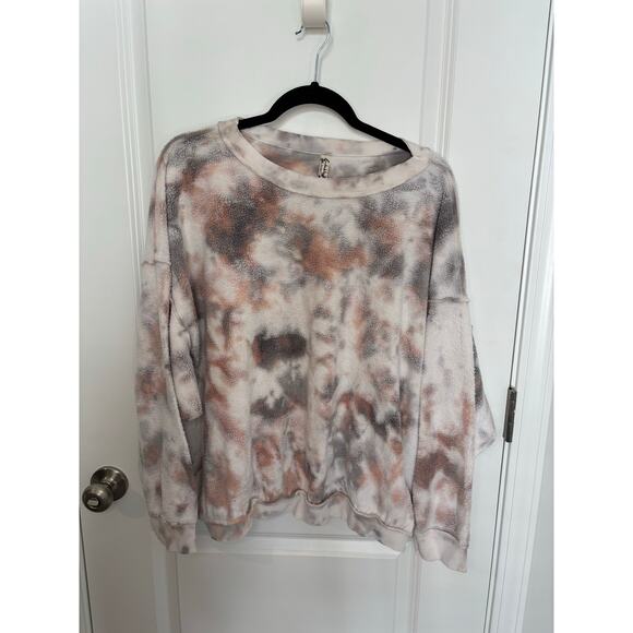 Free People Kelly Washed Tie-Dye Sweatshirt Army Combo Color-way Size Small - Picture 2 of 5